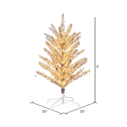 Vickerman 4' x 35" Vintage Aluminum Artificial Tree Warm White Low Voltage LED 3mm Lights.