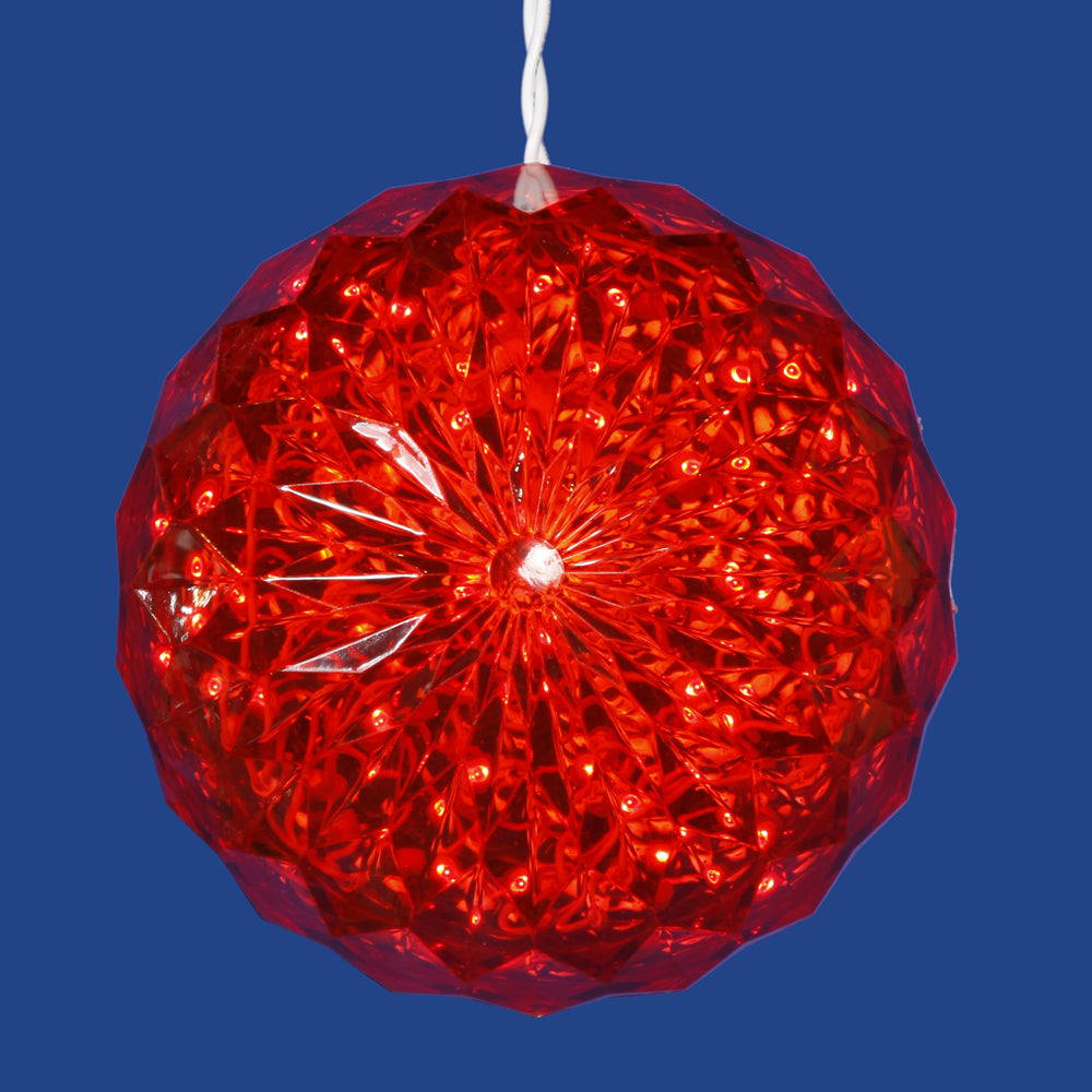 Vickerman 6" Crystal Ball Christmas Ornament with 30 Red LED Lights