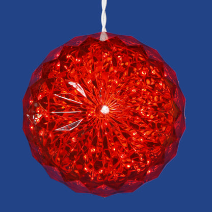 Vickerman 6" Crystal Ball Christmas Ornament with 30 Red LED Lights