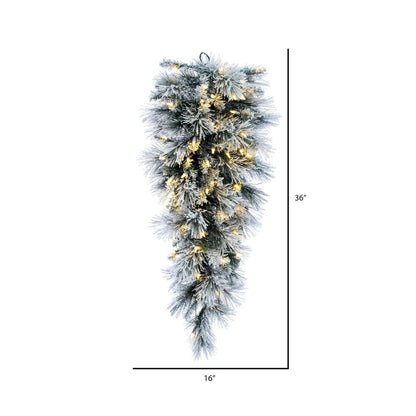 Vickerman 36" Flocked Jackson Pine Artificial Pre-Lit TearDrop with 100 Warm White Lights and 100 PVC Tips