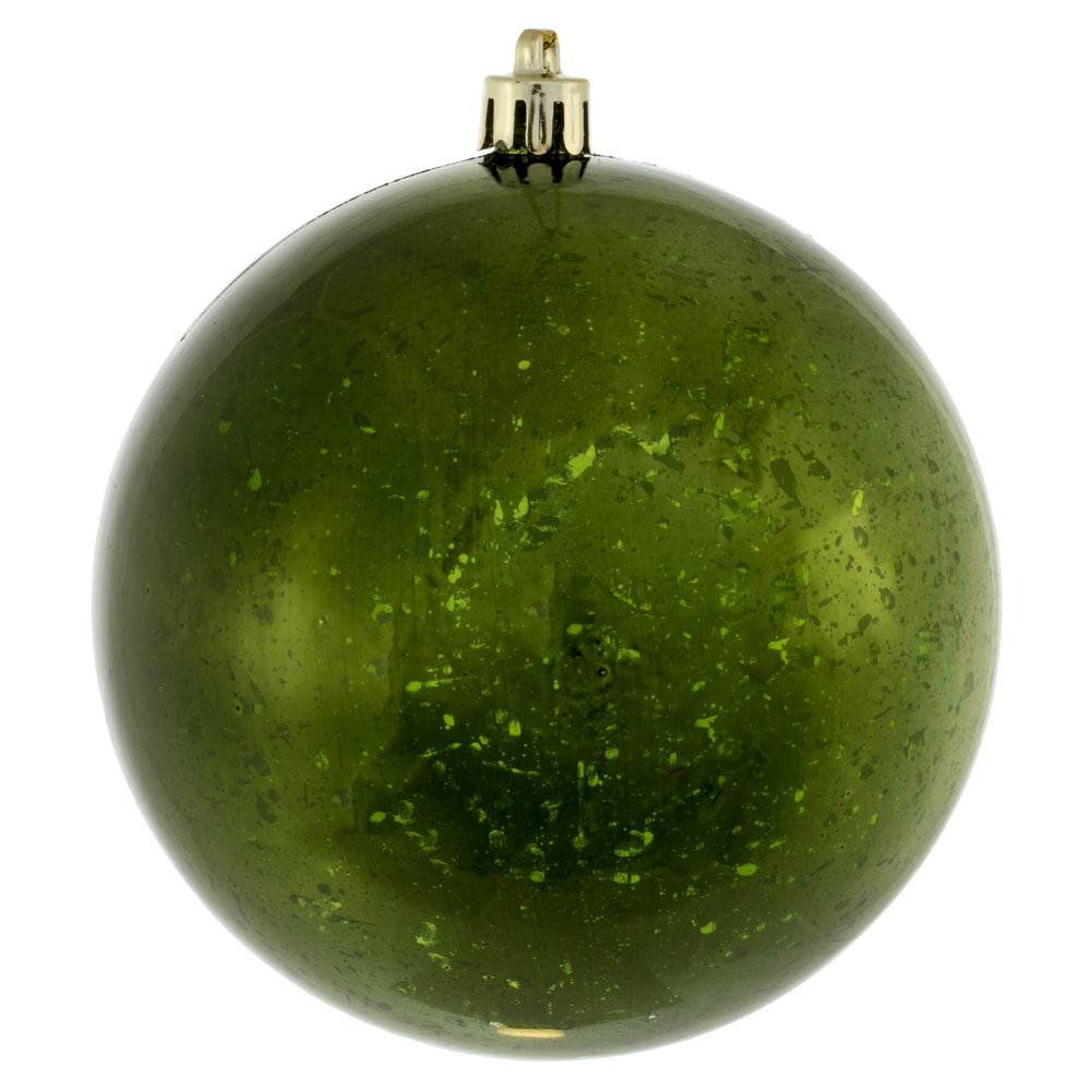 Vickerman 4" Moss Green Shiny Mercury Ball Ornament 6 per Bag.