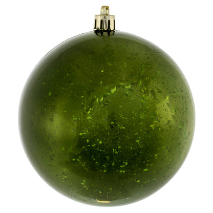 Vickerman 4" Moss Green Shiny Mercury Ball Ornament 6 per Bag.