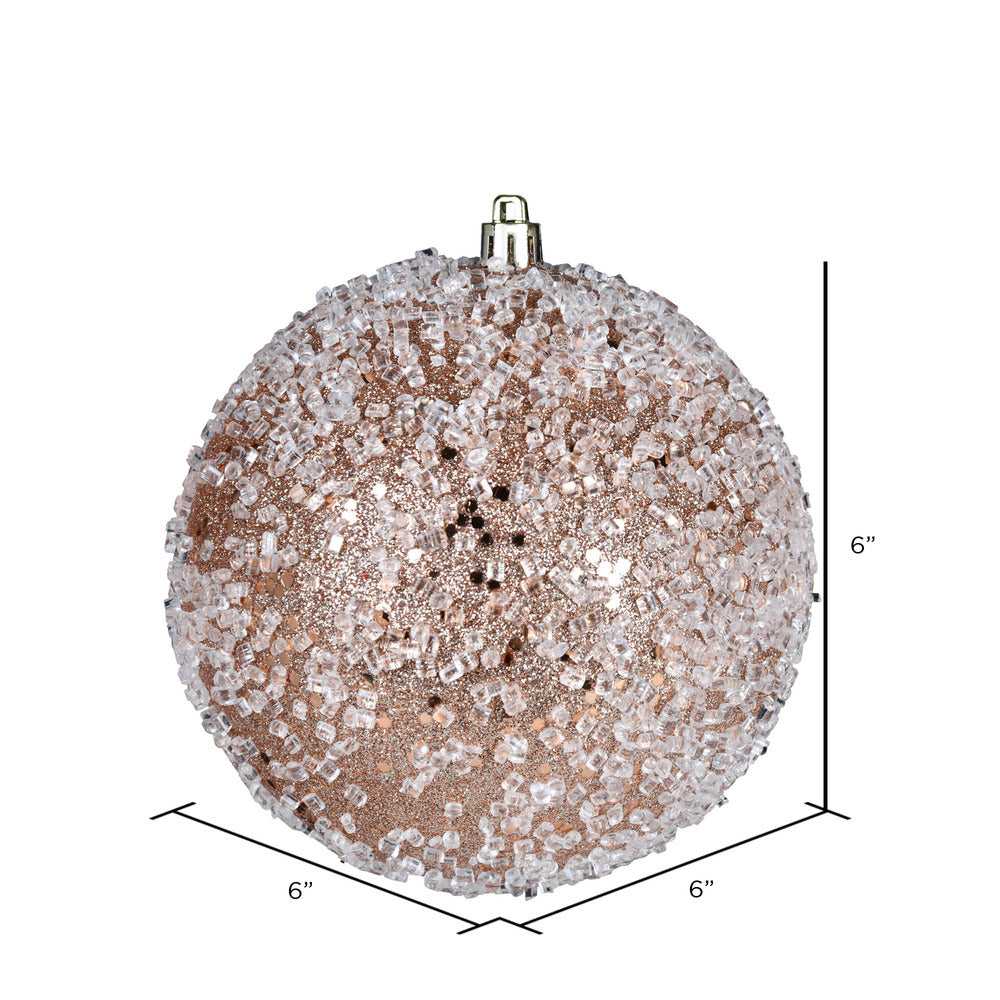 Vickerman 6" Café Latte Glitter Hail Ball Ornament 4 per Bag