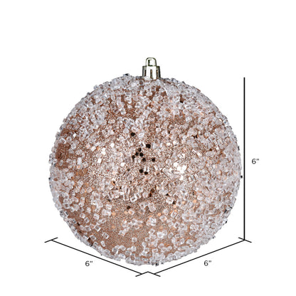 Vickerman 6" Café Latte Glitter Hail Ball Ornament 4 per Bag