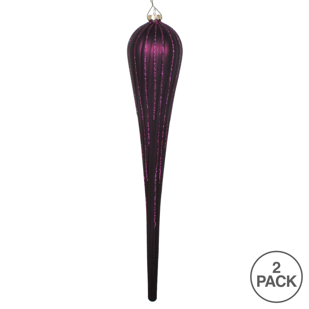 Vickerman 15.75" Plum Matte Glitter Drop Christmas Ornament