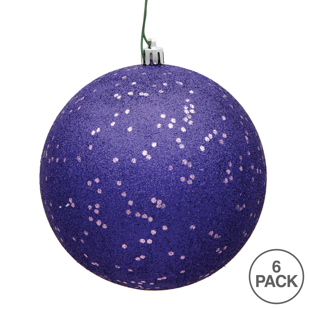 Vickerman 4" Purple Sequin Ball Ornament 6 per Bag