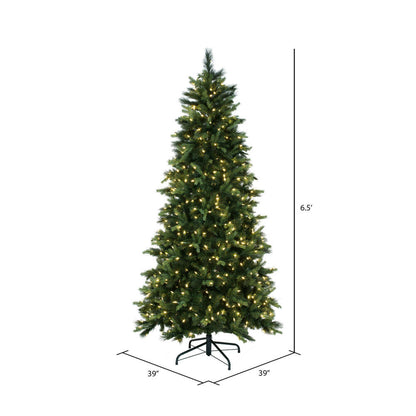 Vickerman 6.5' x 39" Southern Mixed Spruce Artificial Christmas Tree with Warm White LED Lights.