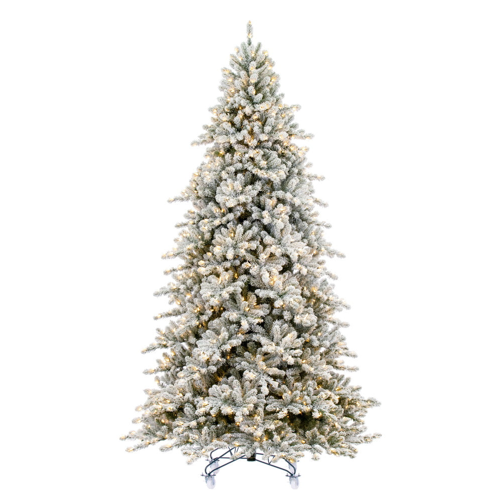 Vickerman 7.5' x 59" Flocked Bavarian Pine Artificial Pre-Lit Christmas Tree Warm White Lights.