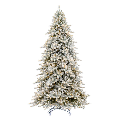 Vickerman 7.5' x 59" Flocked Bavarian Pine Artificial Pre-Lit Christmas Tree Warm White Lights.