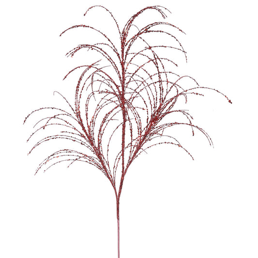 Vickerman 34" Red Glitter Grass Artificial Christmas Spray. Includes 6 sprays per pack.