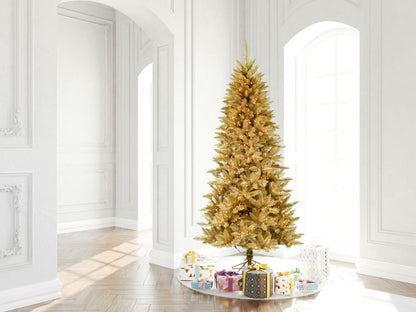 Vickerman 7.5' x 46" Gold Fir Artificial Christmas Pencil Tree with Warm White Dura-Lit® LED Lights