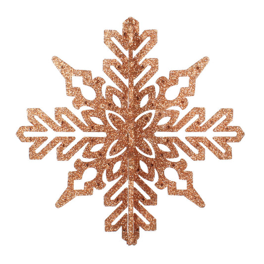 Vickerman 9" Rose Gold 3D Glitter Snowflake Christmas Ornament Pack of 2