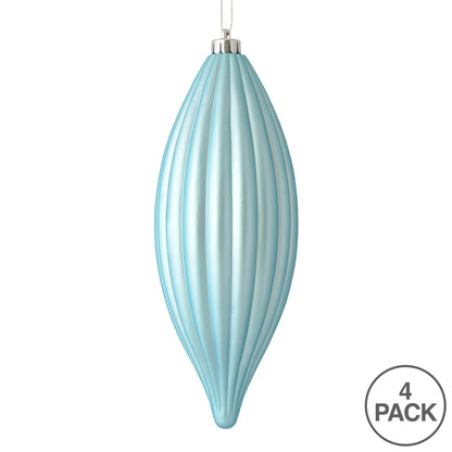 Vickerman 8" Baby Blue Matte Line Finial Ornament Pack of 4