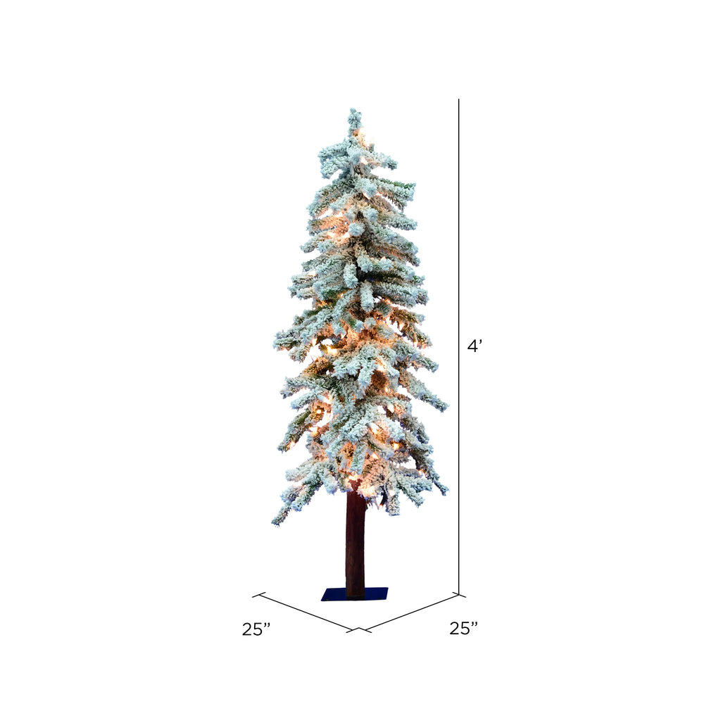 Vickerman 4' Flocked Alpine Artificial Christmas Tree Clear Dura-Lit lights