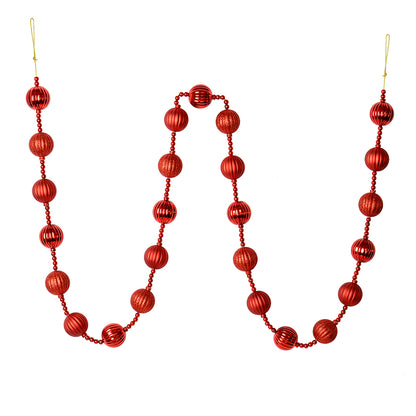 Vickerman 6' Red Stripe Ball Ornament Christmas Garland