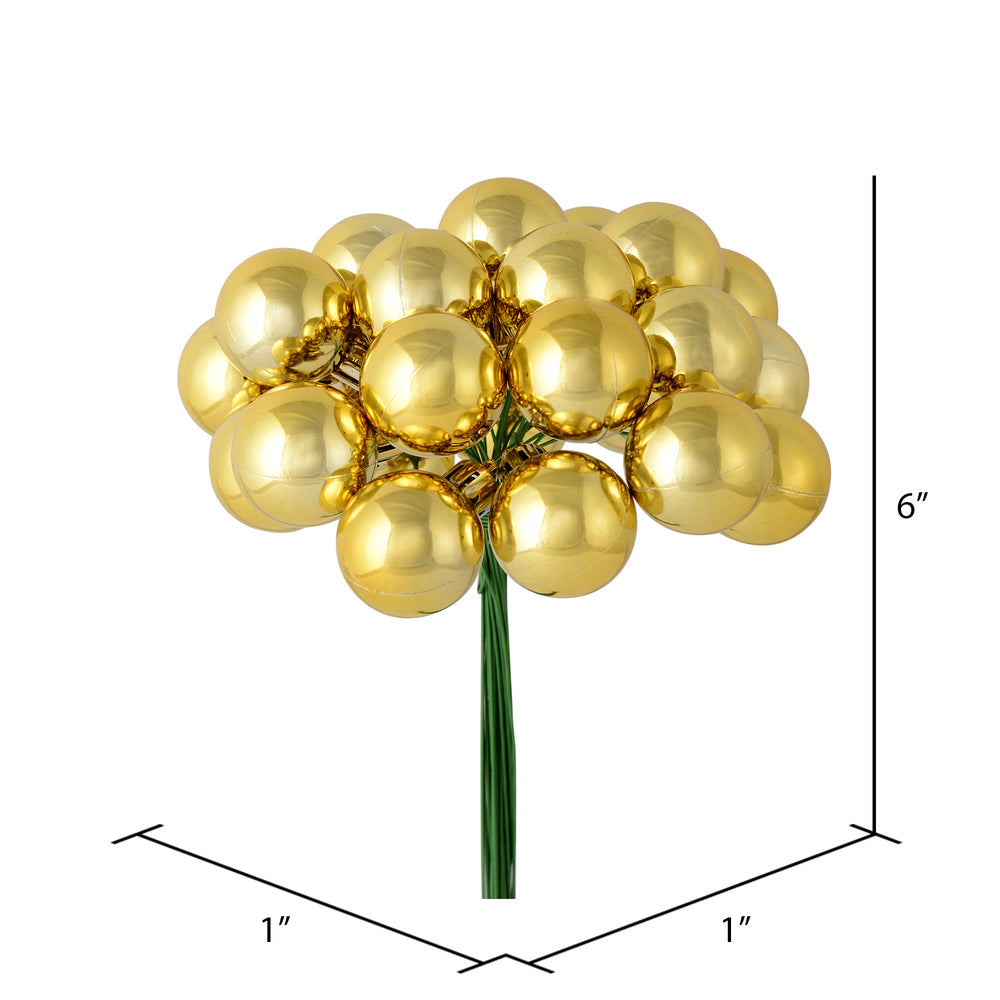 Vickerman 6" Gold Shiny Ball Ornament Christmas Pick Pack of 2