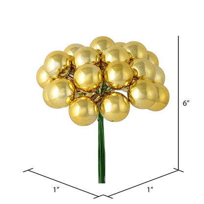 Vickerman 6" Gold Shiny Ball Ornament Christmas Pick Pack of 2