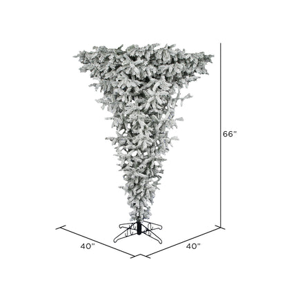 Vickerman 5.5' Flocked Upside Down Artificial Christmas Tree Clear Lights