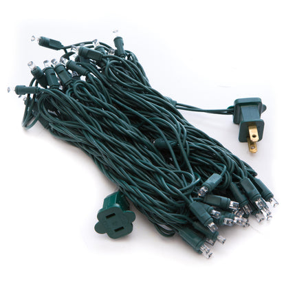 Vickerman 23' LED Warm White 5mm Single Mold Wide Angle Christmas light set Green Wire