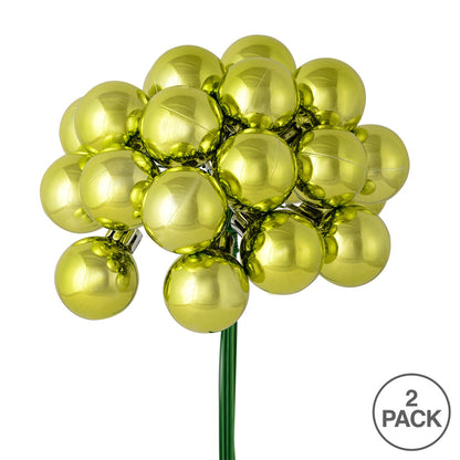 Vickerman 6" Lime Shiny Ball Ornament Christmas Pick Pack of 2