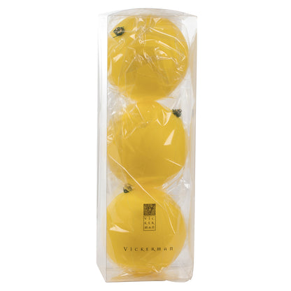Vickerman 6" Yellow Matte and Glitter Swirl Ball Ornament 3 per Box