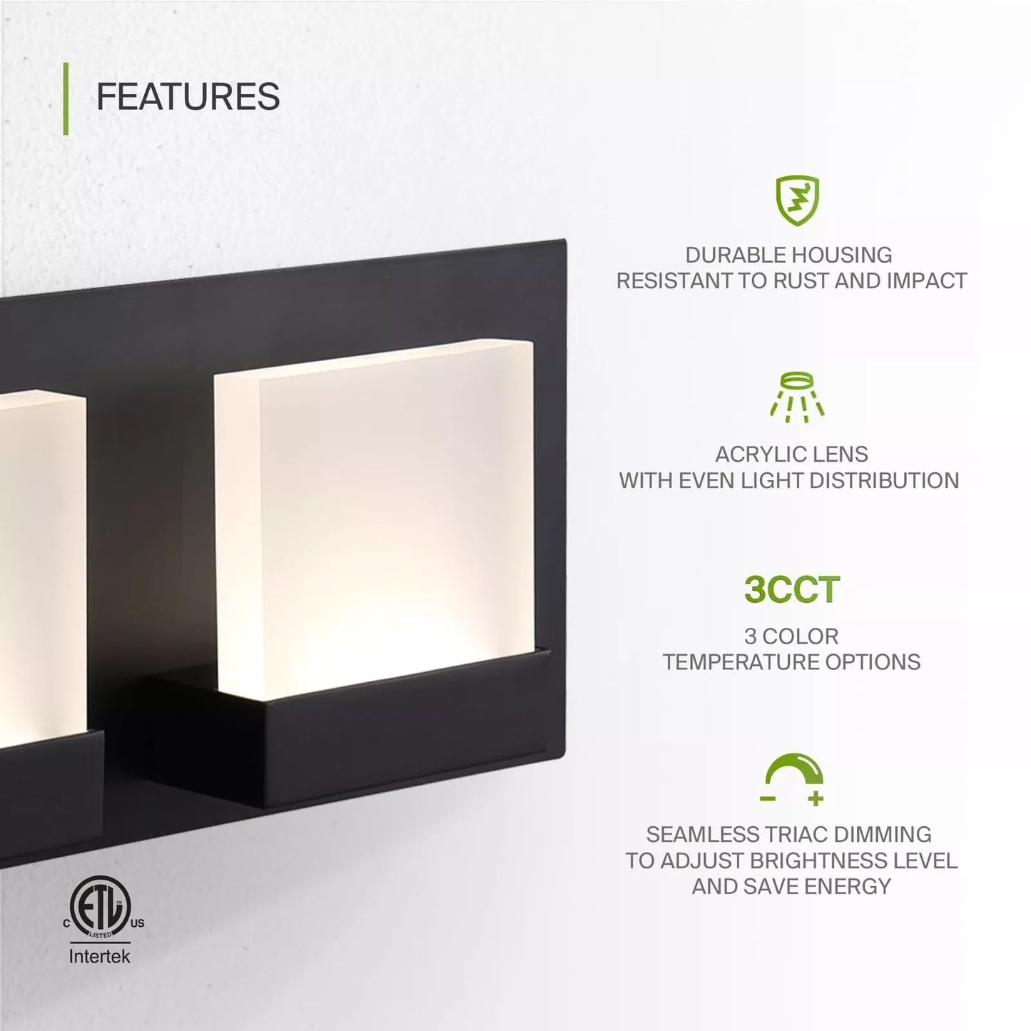 ASD Lighting LED Vanity 6-light 35W 120V Triac 3000/4000/5000K Black ETL