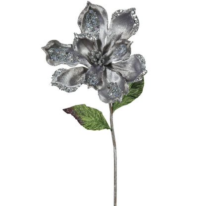 Vickerman 22" Pewter Velvet Magnolia Artificial Christmas Pick 3 per Bag