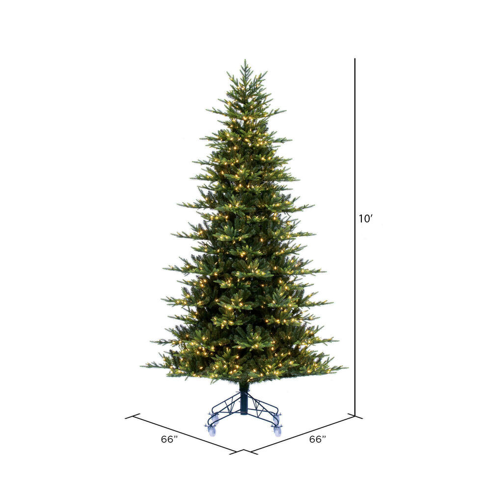 Vickerman 10' x 66" Vermont Fraser Fir Artificial Pre-lit Christmas Tree Warm White Lights.