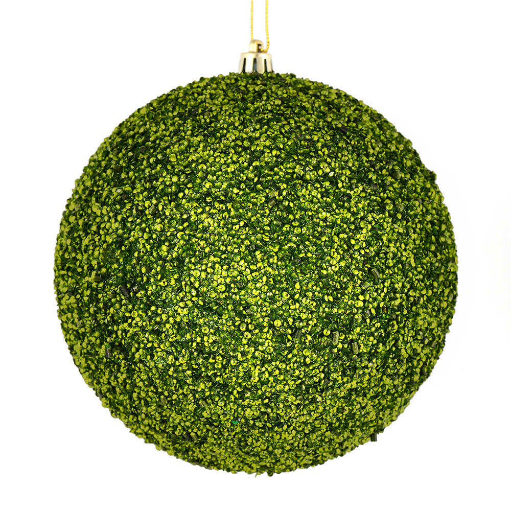 Vickerman 8" Lime Beaded Ball Ornament 2 per Bag