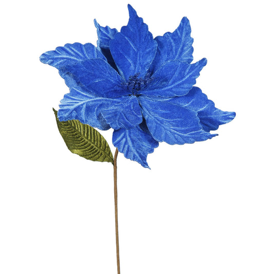 Vickerman 22" Blue Poinsettia Artificial Christmas Flower 6 per Bag