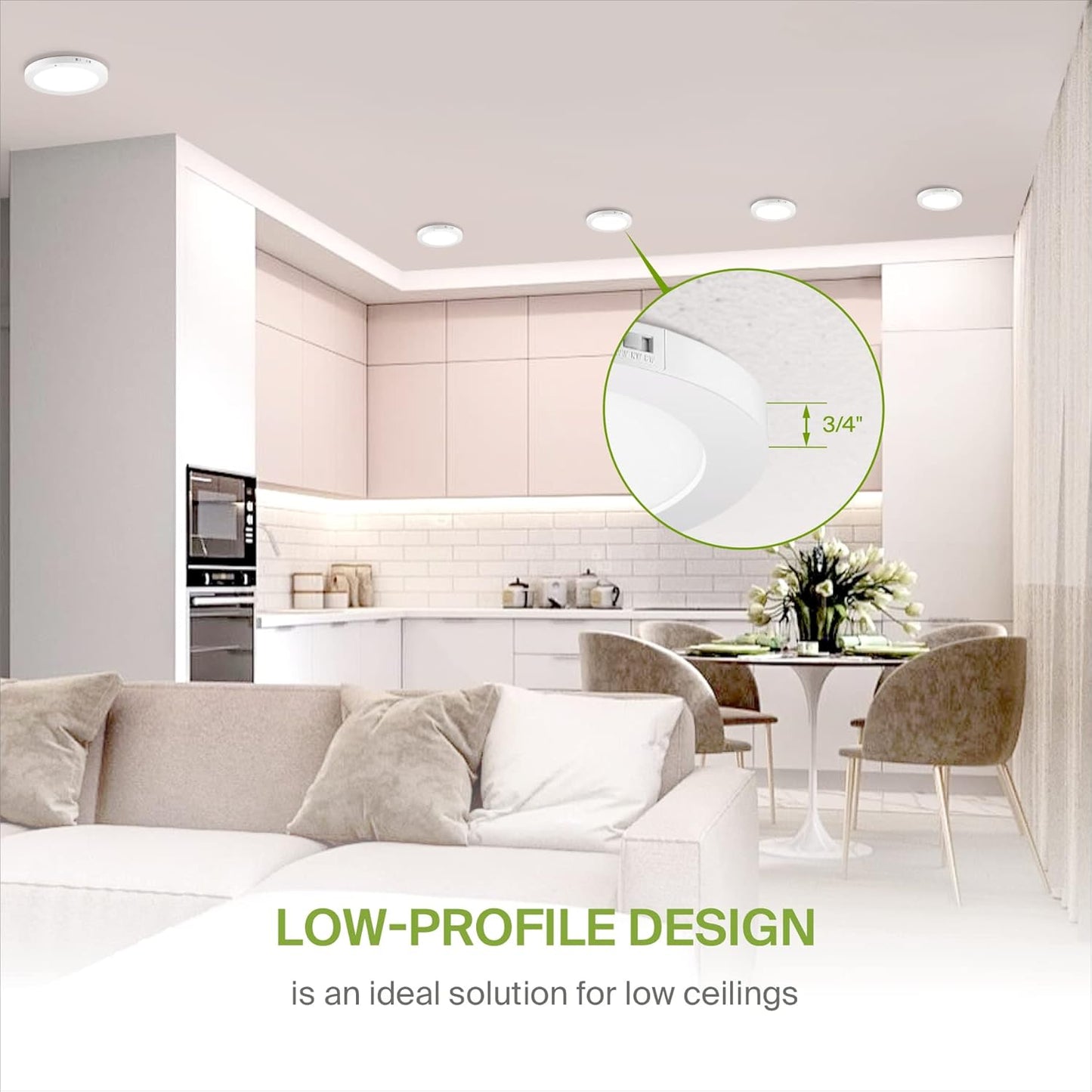 ASD Lighting LED Round Surface Mini Panel 9" 18W 120V CCT Selectable 3000/4000/5000K with Motion Sensor White ETL Energy Star