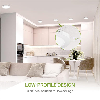 ASD Lighting LED Round Surface Mini Panel 9" 18W 120V CCT Selectable 3000/4000/5000K with Motion Sensor White ETL Energy Star