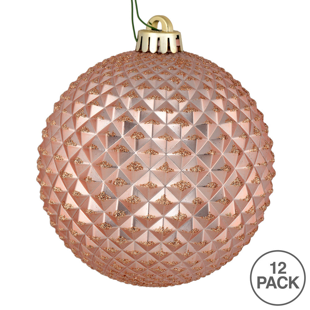 Vickerman 2.75" Rose Gold Durian Glitter Ball Ornament 12 per Bag