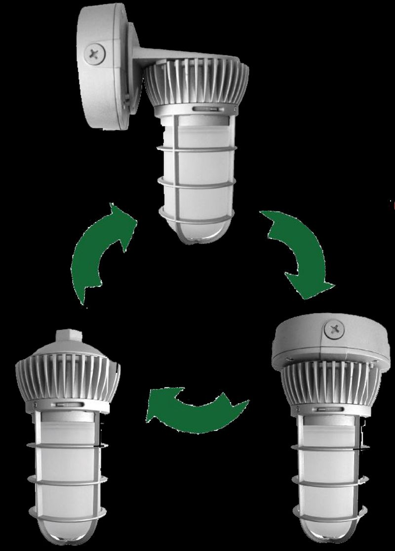 Westgate LED Universal Vapor Lights, (All Mounting Options In One Box) 120-277V, IP65 Nema 3R, Industrial Lighting, 20W, 1785 Lumens, 5000K, Silver Finish