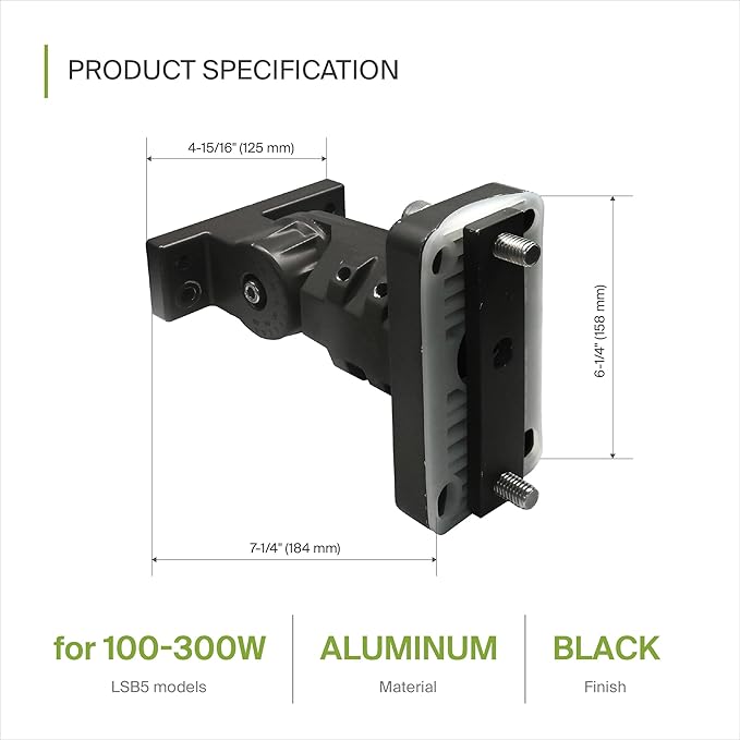 ASD Lighting Adjustable Arm Mounting Bracket 100-300W Black
