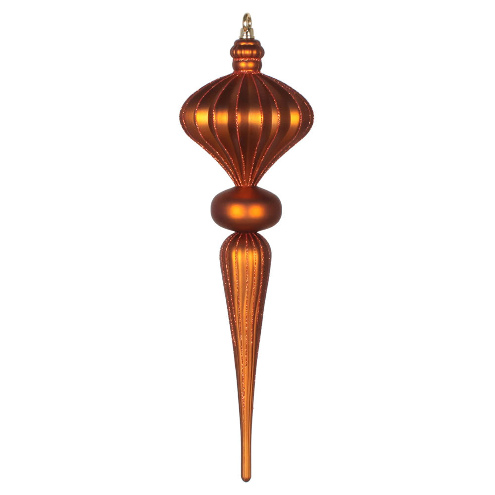 Vickerman 21" Copper Matte Finial Ornament with Glitter Accents