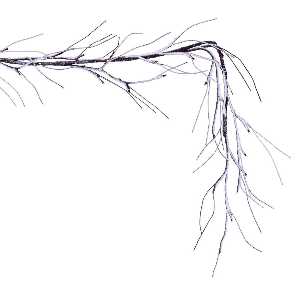 Vickerman 6' Brown Frosted Twig Garland Battery Operated Warm White 3mm Wide Angle LED lights.