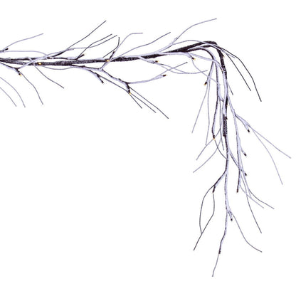 Vickerman 6' Brown Frosted Twig Garland Battery Operated Warm White 3mm Wide Angle LED lights.