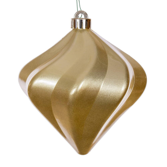 Vickerman 6" Champagne Swirl Diamond UV Candy Christmas Ornament Set of 3