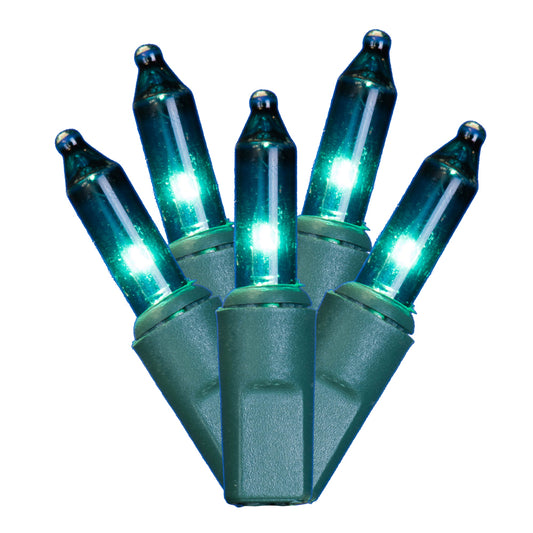 Vickerman 50 Teal Mini-Light on Green Wire 16' Christmas Light Strand