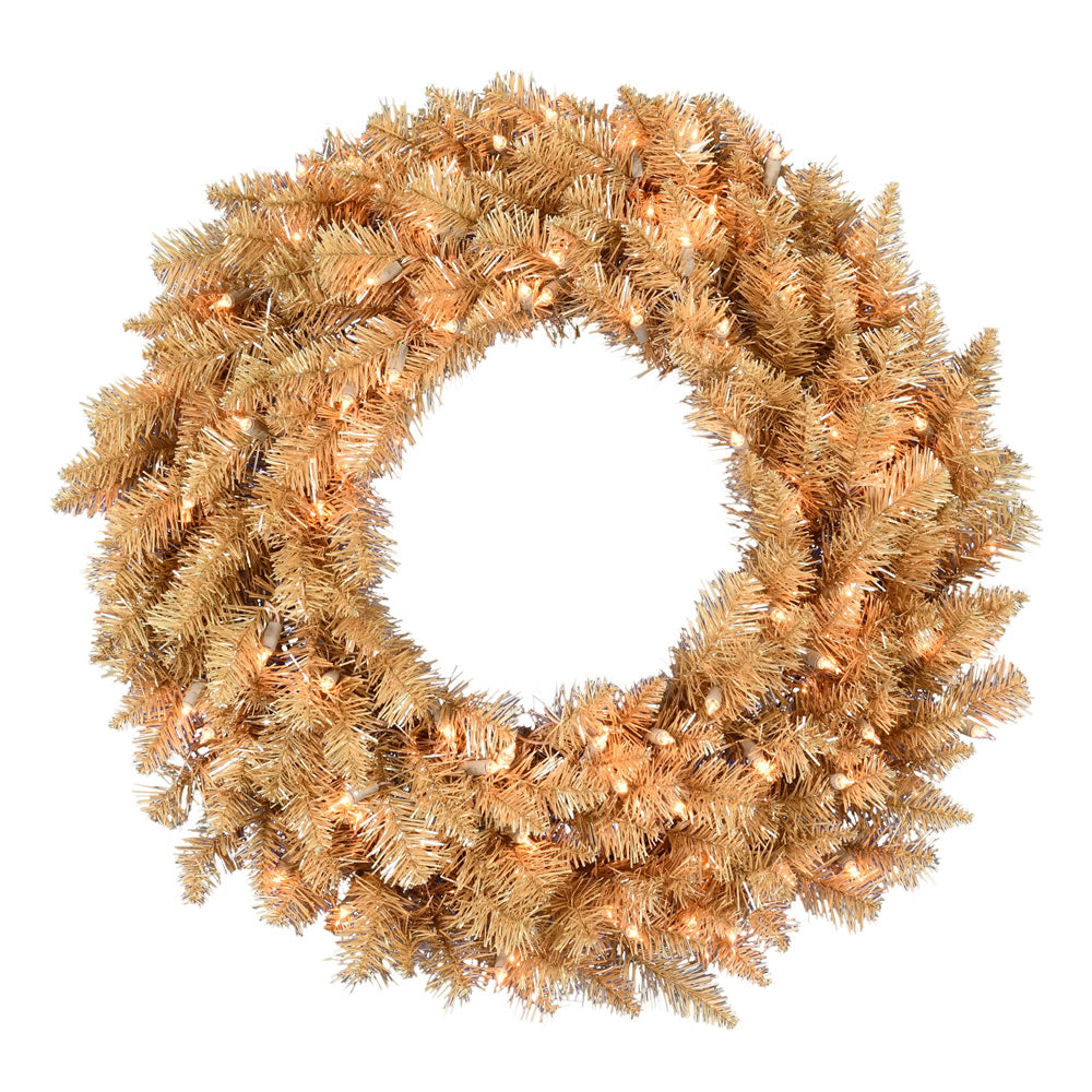 Vickerman 30" Gold Fir Artificial Christmas Wreath Clear Dura-lit Incandescent Lights