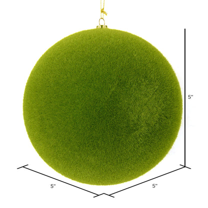 Vickerman 5" Moss Green Flocked Ball Ornament 4 per bag