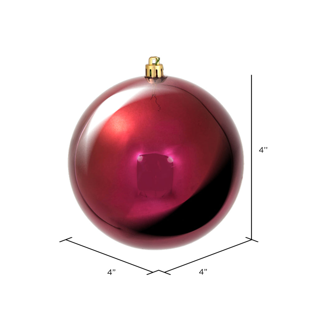 Vickerman 4" Berry Red Shiny Ball Ornament 6 per Bag