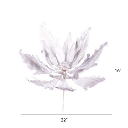 Vickerman 16" x 22" White Velvet Sequin Poinsettia Artificial Christmas Pick