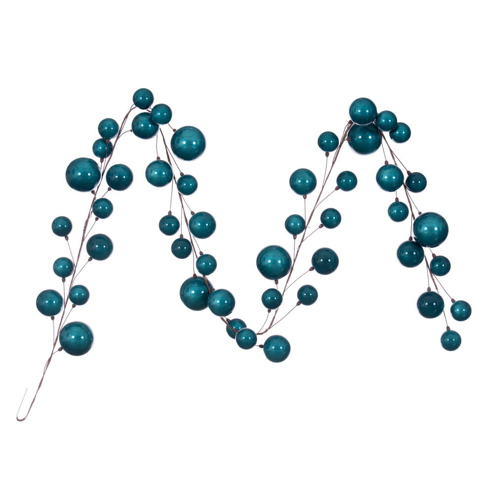 Vickerman 10' Dark Teal Pearl Branch Ball Wire Garland.