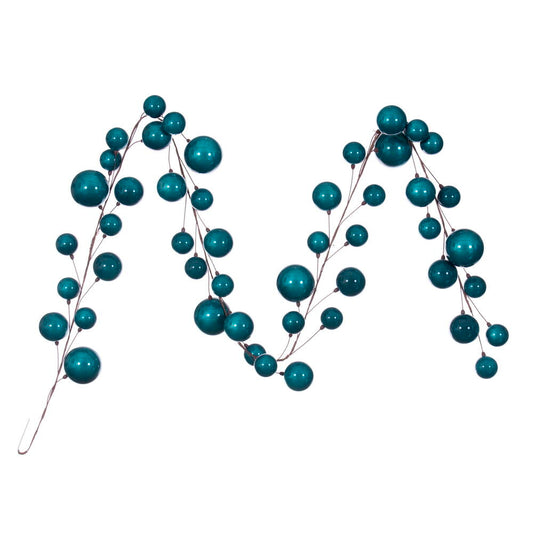 Vickerman 10' Dark Teal Pearl Branch Ball Wire Garland.