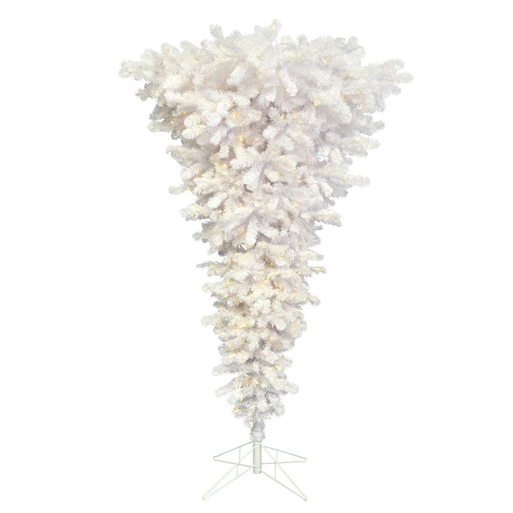 Vickerman 5.5' White Upside Down Artificial Christmas Tree 250 Pure White Single Mold LED Lights