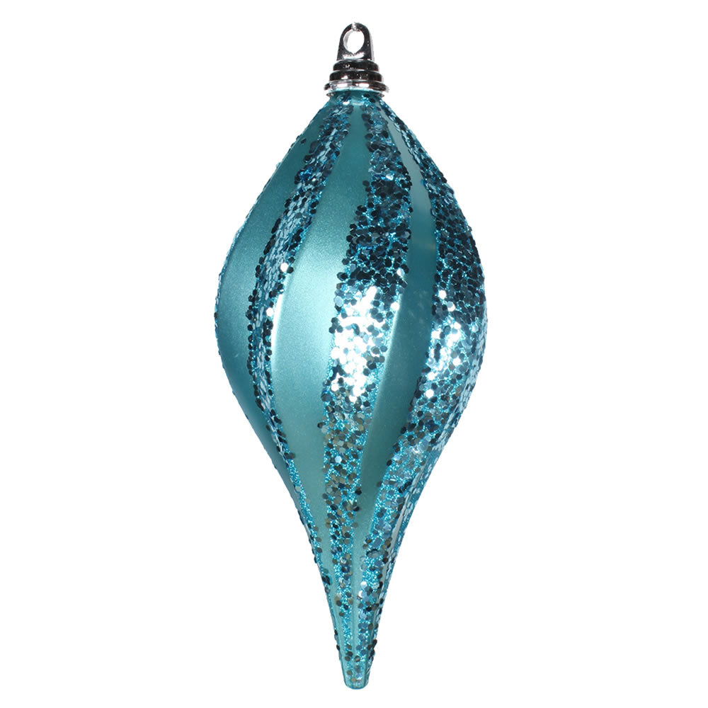 Vickerman 12'' Turquoise Glitter Swirl Drop Christmas Ornament