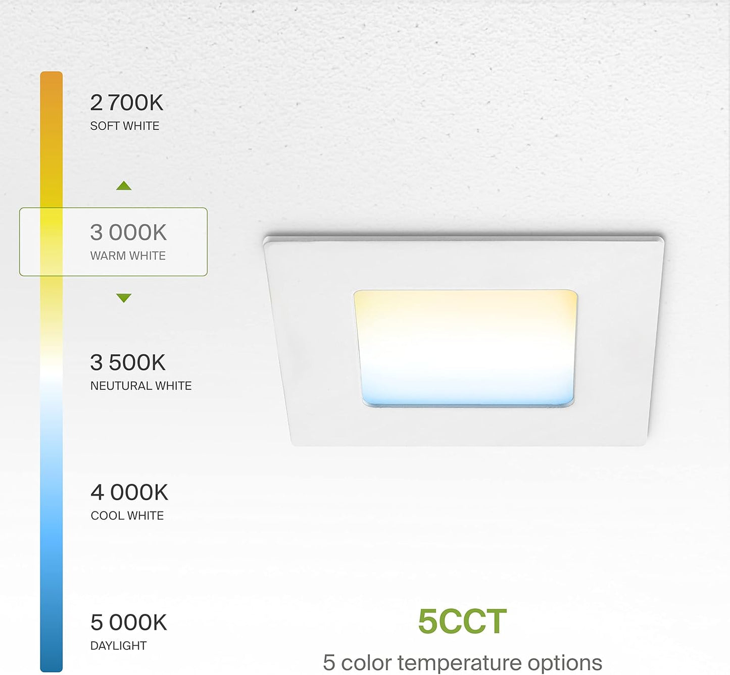 ASD Lighting LED Recessed Mini Panel Square 3inch 6W 120V Triac 2700/3000/3500/4000/5000K White UL Energy Star 6 pack