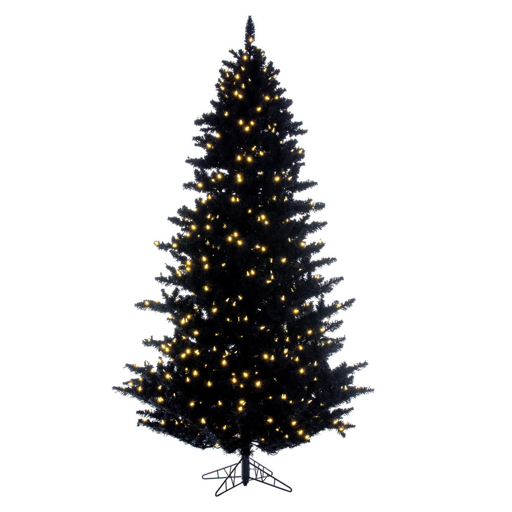 Vickerman 6.5' x 47" Flocked Black Fir Christmas Tree Dura-Lit® Warm White LED Mini Lights.